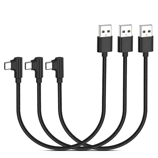 USB-A to USB-C Industrial Power Cable – 90° & Straight Connectors, 12" (30 cm), Black