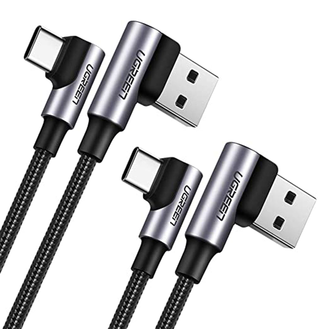 USB-A to USB-C Industrial Power Cable, 90 Degree, 10ft, Black
