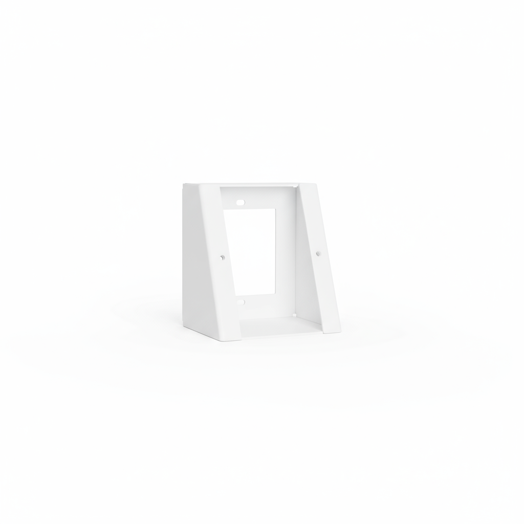 White rectangular wall shelf on a white background