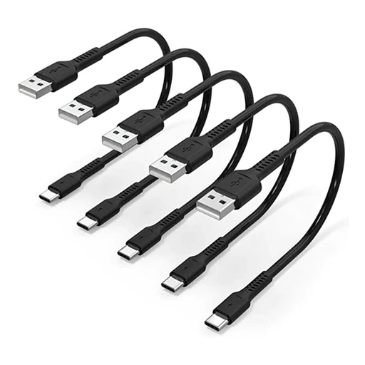 USB-A to USB-C Industrial Power Cable – 90° & Straight Connectors, 12" (30 cm), Black