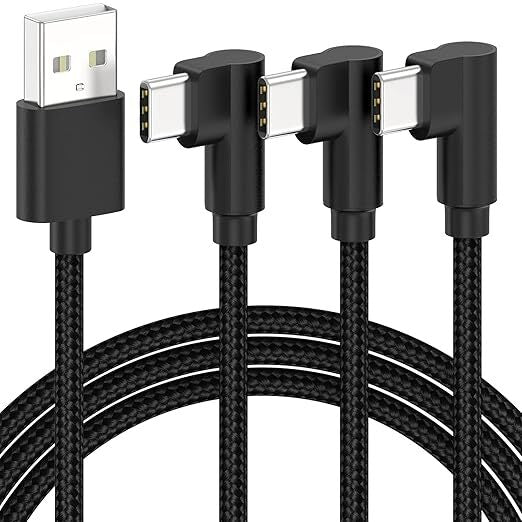 USB-A to USB-C Industrial Power Cable, 90 Degree, 10ft, White