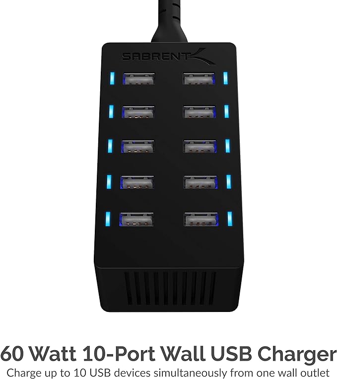60W (12A) 10-Port Enterprise USB Rapid Charger