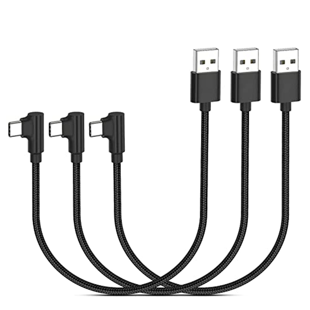 USB-A to USB-C Industrial Power Cable – 90° & Straight Connectors, 12" (30 cm), Black