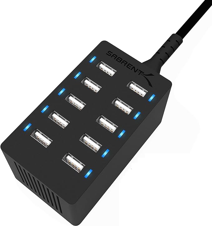 60W (12A) 10-Port Enterprise USB Rapid Charger