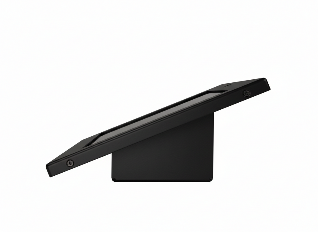 Black electronic device on a white background