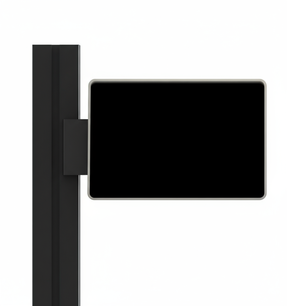 Black signpost on a white background