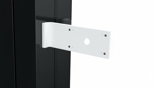 A white side bracket designed to mount the Cisco Webex Room Navigator to a door mullion or glass wall.