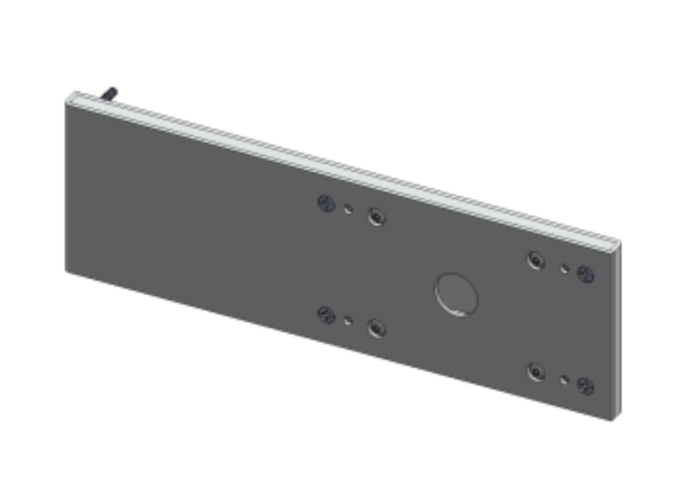 A front bracket designed for mounting the Cisco Webex Room Navigator to a glass wall or partition, featuring a sleek and minimalistic aesthetic.