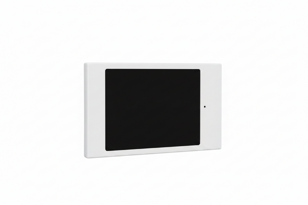 A white rectangular electronic control panel or touchscreen interface with a black screen area, shown against a plain white background.