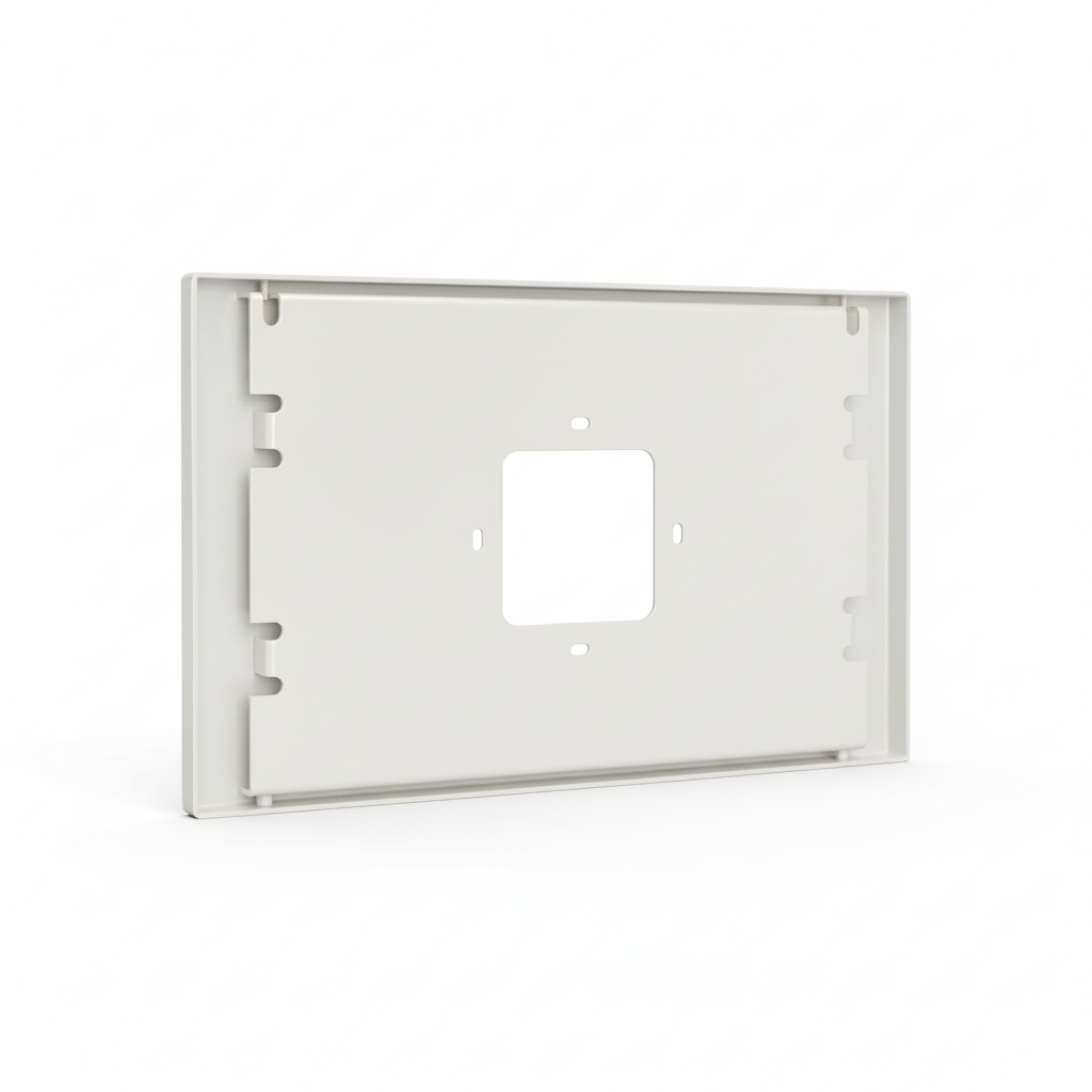 White wall plate with two sockets on a white background