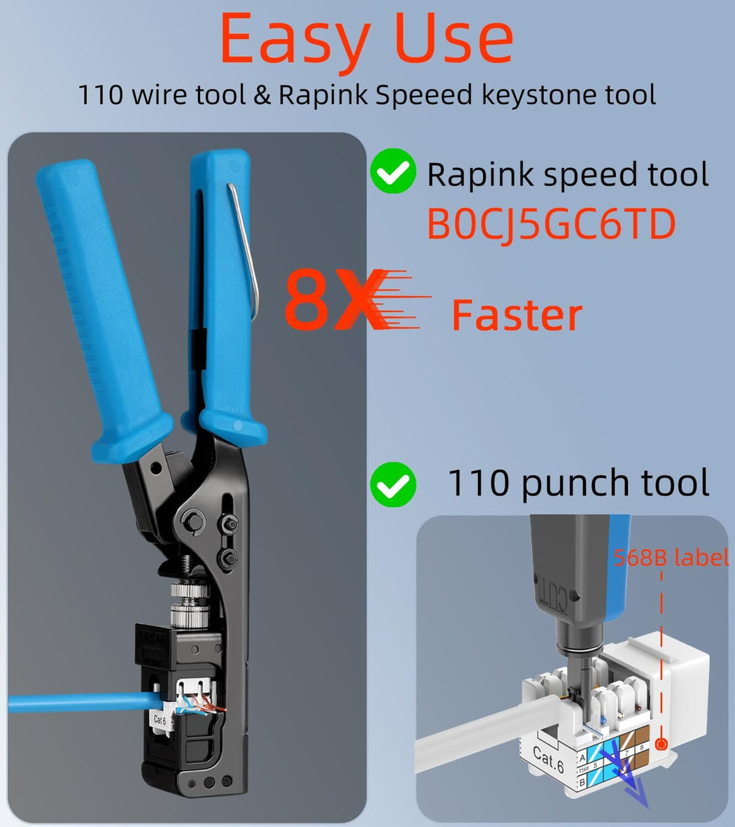 Rapink RJ45 Keystone Jack Cat6 10G Support – 5 Pack