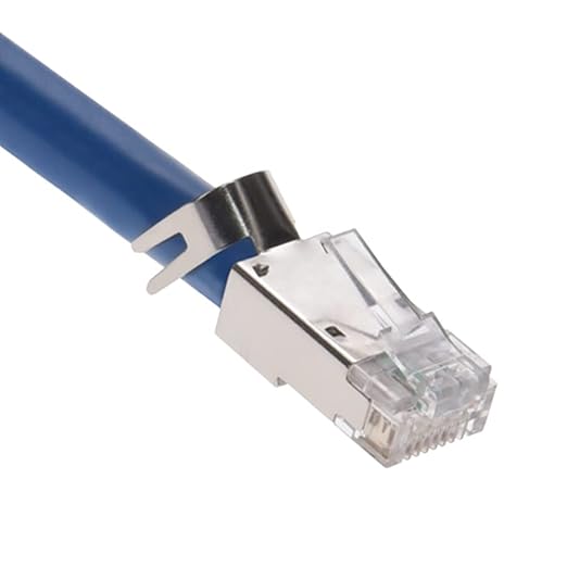 Cat8 Shielded RJ45 Plug Connector – 50 Micron, 3-Prong, Clear Boot