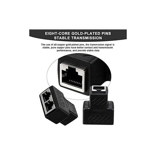 Ethernet RJ45 Splitter Connector – 1-to-2 LAN Plug Adapter